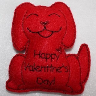 Valentine's Day Dog IN THE HOOP  Stuffed Animal or Sucker Holder Machine Applique Embroidery Design