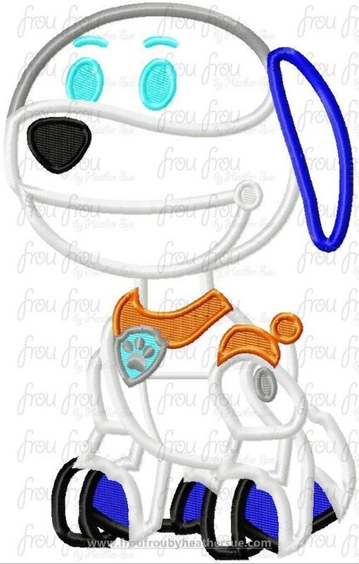Robot Paw Puppy Dog Machine Applique Embroidery Design, multiple sizes, including 3&quot;-16&quot;