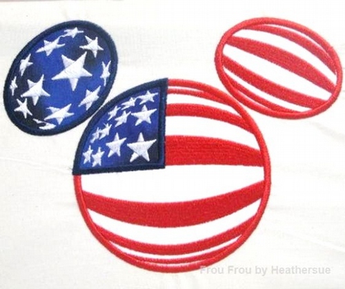 Bubble American Flag Mister Mouse Head Machine Applique Embroidery Design, multiple sizes, including 4 inch