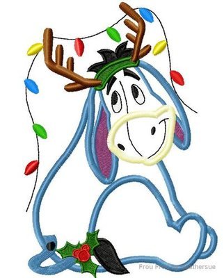 Christmas Donkey Full Body P0oh Machine Applique Embroidery Design, multiple sizes, including 4 inch