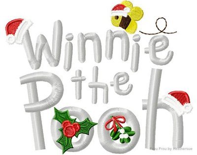 Christmas P0oh Wording Machine Applique Embroidery Design, multiple sizes, including 4 inch