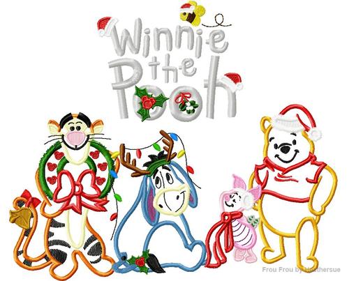Christmas Full Body P0oh FIVE design SET Machine Applique Embroidery Design, multiple sizes, including 4 inch
