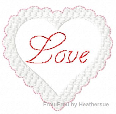 Clippie Lace Love Heart Valentine's Day Machine Embroidery In The Hoop Project 1, 1.5, 2, and 3 inch