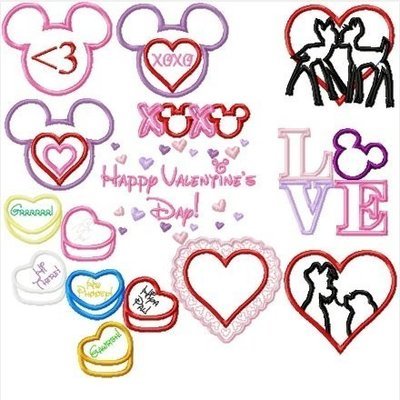 Valentine's Day Mister Mouse THIRTEEN Design SET, Machine Applique Embroidery Designs, multiple sizes, including 4 inch