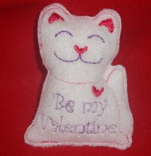 Valentine's Day Cat IN THE HOOP  Stuffed Animal or Sucker Holder Machine Applique Embroidery Design