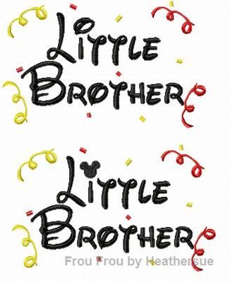 Little Brother Confetti Mister Mouse and Plain TWO Machine Applique Embroidery Design, multiple sizes, including 4 INCH HOOP
