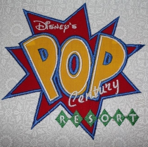 POP Hotel Resort Motel sign machine applique Embroidery Design, multiple sizes- including 4, 5, 6 inch