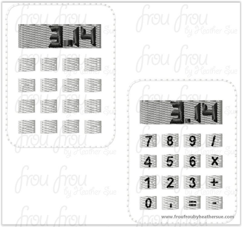 Clippie Calculator TWO Versions with and without numbers Machine Embroidery In The Hoop Project 1.5, 2, 3, and 4 inch
