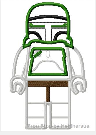 Bubba Feet Leego Toy Space Wars Machine Applique Embroidery Design Multiple Sizes, including 4 inch