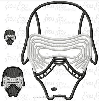 Kyler Wren Head Space Wars Machine Applique and filled Embroidery Design Multiple Sizes, including 1