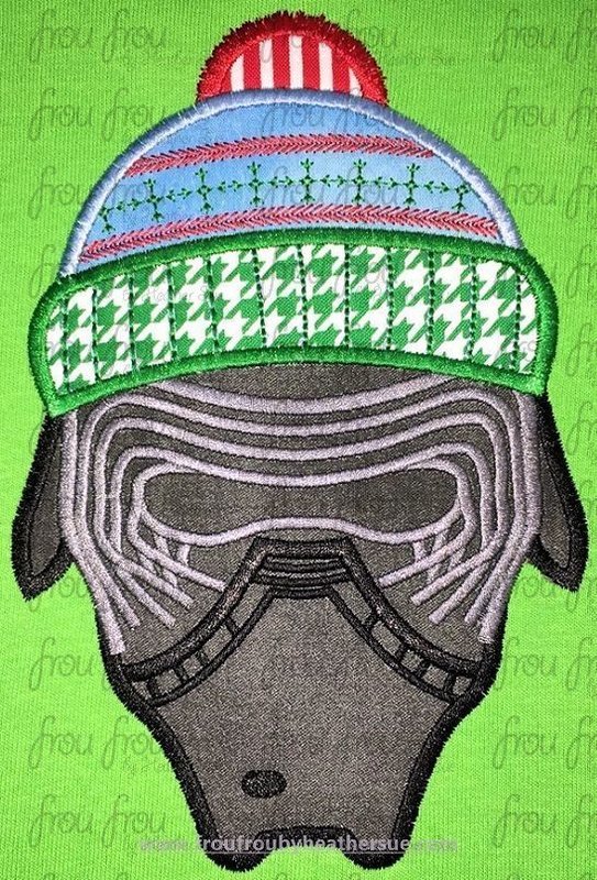 Kyler Wren Head wearing Christmas Cap Hat Santa Space Wars Machine Applique Embroidery Design, Multiple Sizes 3"-16"