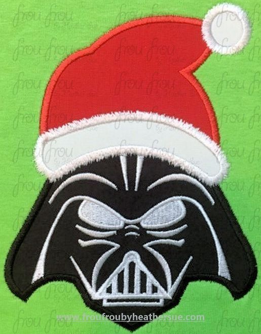 Santa Hat Dark Fader Christmas Space Wars Machine Applique Embroidery Design, Multiple Sizes 3"-16"