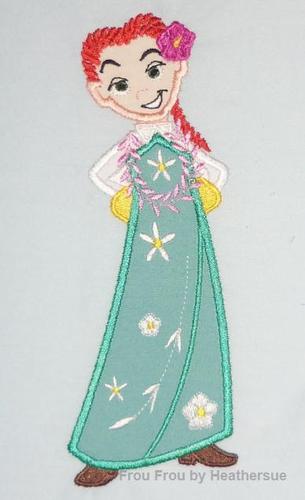Hawaiian Jess Toy Cowgirl Machine Applique Embroidery Design, Multiple sizes