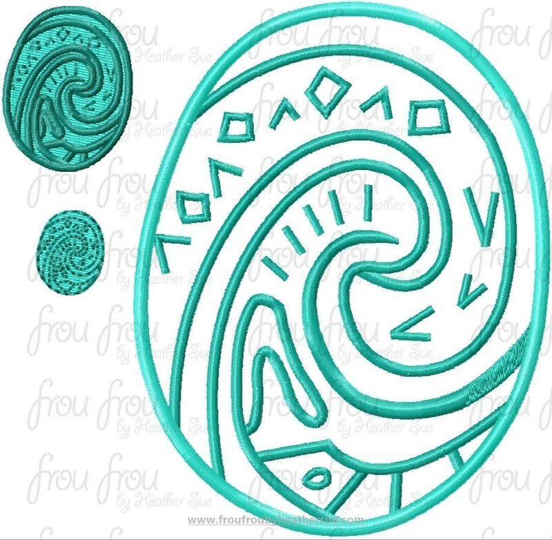 Heart of Tahiti Amulet Mountain Goddess Mona Princess Polynesian Hawaii Machine Applique Embroidery Design, Multiple sizes 1&quot;-16&quot;