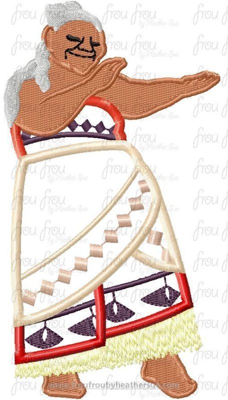 Grandma Tally Mona  Polynesian Hawaii Machine Applique Embroidery Design, Multiple sizes 4&quot;-16&quot;