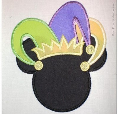 Jester Hat Mardi Gras Mister Mouse, Machine Applique Embroidery Design, Multiple Sizes, including 4 inch