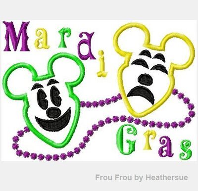 Mardi Gras Mister Mouse two Masks, Machine Applique Embroidery Design, Multiple Sizes, including 4 inch