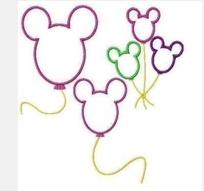 Mister Mouse Birthday balloons designs, SET of THREE machine applique embroidery designs, multiple sizes, including 4 INCH