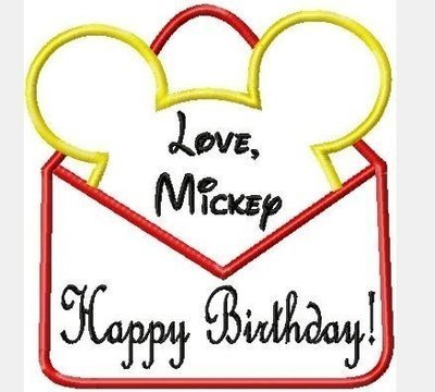 Mister Mouse Birthday Card, Machine applique embroidery design, multiple sizes, including 4 INCH HOOP