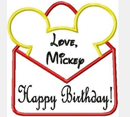 Mister Mouse Birthday Card, Machine applique embroidery design,  multiple sizes, including 4 INCH HOOP