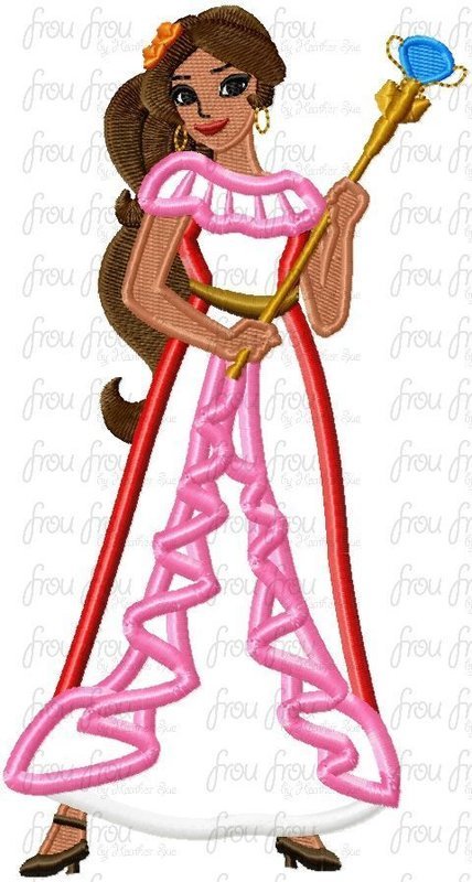 Elaina Of Ava Full Body Princess Machine Applique Embroidery Design, Multiple sizes including 4"-16"