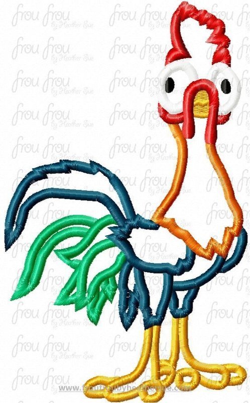 HiHi Chicken Mona Machine Applique Embroidery Design, Multiple sizes 2&quot;-16&quot;