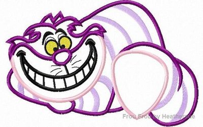 Grinning Cat Full Body Alyce Wonderland Machine Applique Embroidery Design, multiple sizes, including 4 inch