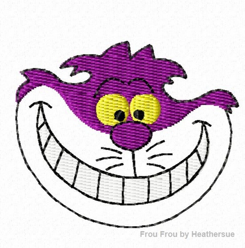 Clippie grinning cat Machine Embroidery In The Hoop Project 1.5, 2, and 3 inch