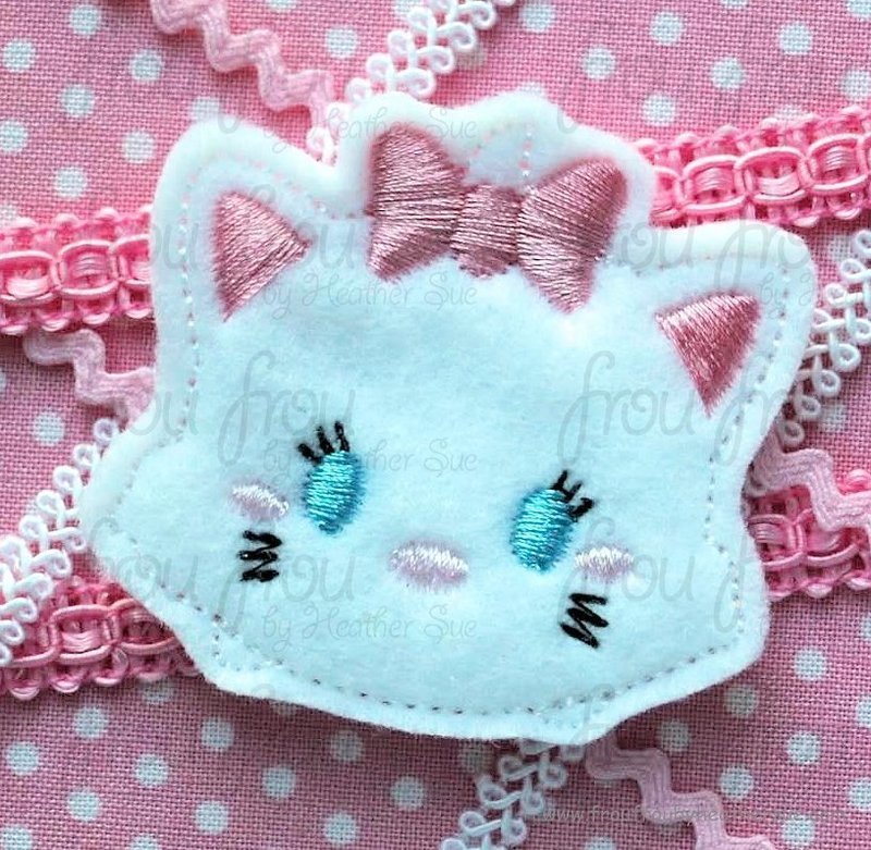 Clippie Mary Cat Tzum Tzum TMachine Embroidery In The Hoop Project 1.5, 2, and 3 inch