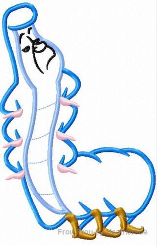 Caterpillar in Wonderland Alyce Machine Applique Embroidery Design, Multiple Sizes, including 4 inch