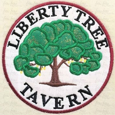 Liberty Town Restaurant Logo Wording Machine Applique Embroidery Design, multiple sizes including 3