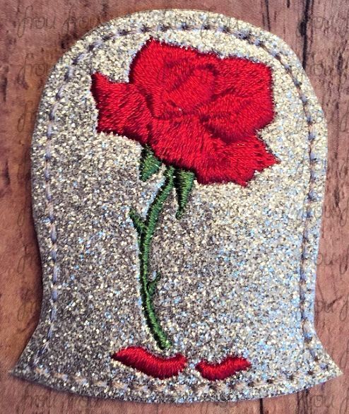 Clippie Rose Under Glass Bella and Beasty Machine Embroidery In The Hoop Project 1.5, 2, 3, and 4 inch