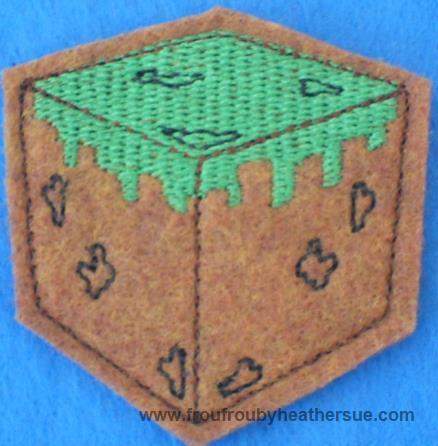Clippies Mine Dirt Block Machine Embroidery In The Hoop Project 1, 1.5, 2, and 3 inch