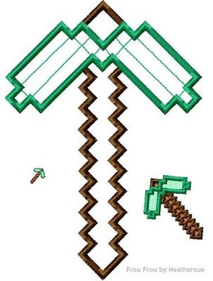 Mine Pickaxe Machine Applique and filled Embroidery Design 1"-6x10
