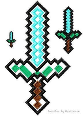 Mine Sword Machine Applique and filled Embroidery Design 1"-10"