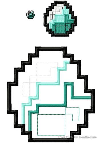 Mine Diamond Machine Applique and filled Embroidery Design 1"-6x10