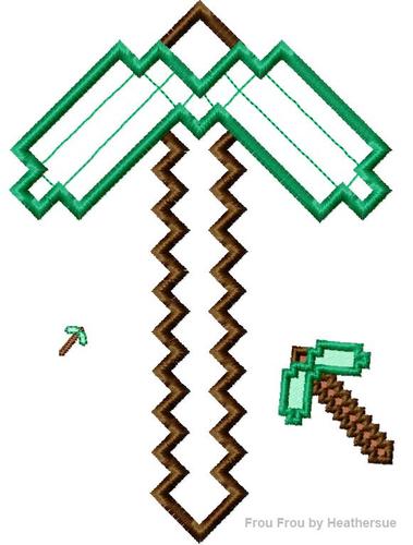 Mine Pickaxe Machine Applique and filled Embroidery Design 1"-6x10