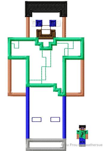 Mine Hero Machine Applique and filled Embroidery Design 1"-10"