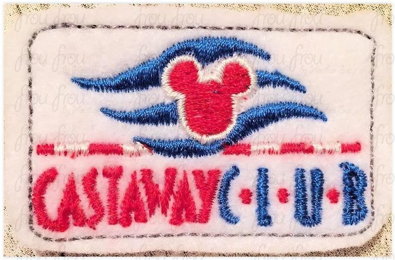 Clippies Cast Away Club Dis Cruise Line Machine Embroidery In The Hoop Project 1.5"-4" and SORTED into Multiples