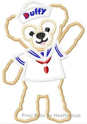 Duff Bear Sailor Cruise Ecpot Machine Applique Embroidery Design, Multiple sizes including 4 inch