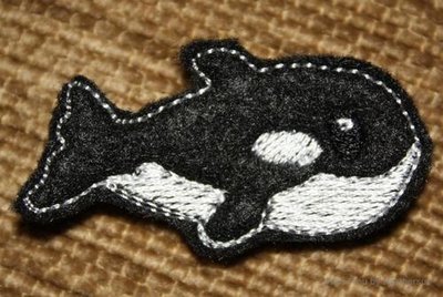 Clippie Killer Whale Orca Machine Embroidery In The Hoop Project 1, 1.5, and 2 inch
