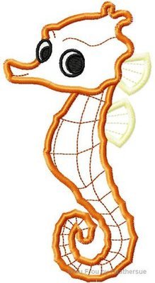Seahorse Sea Horse Neemo Machine Applique Embroidery Design, Multiple Sizes, including 4 inch