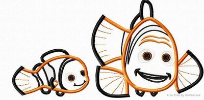 Martian and Neemo Clown Fish 2 Design SET Machine Applique Embroidery Design, Multiple Sizes, INCLUDING 4 INCH