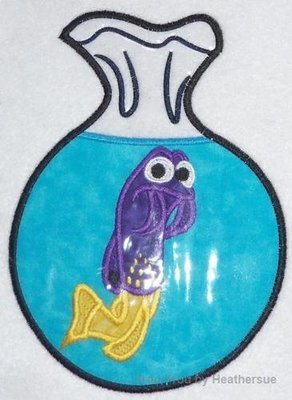 Empty Baggie to be used with Neemo designs or other fish Machine Applique Embroidery Design, Multiple Sizes, including 4 inch