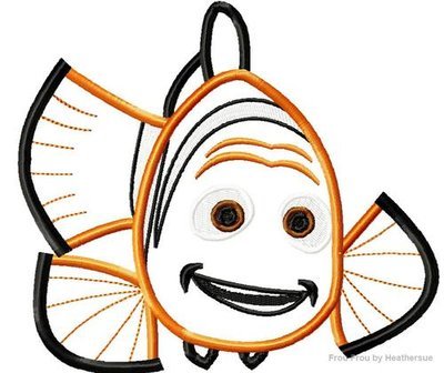 Martian Dad Fish Clown Neemo Machine Applique Embroidery Design, Multiple Sizes, INCLUDING 4 INCH