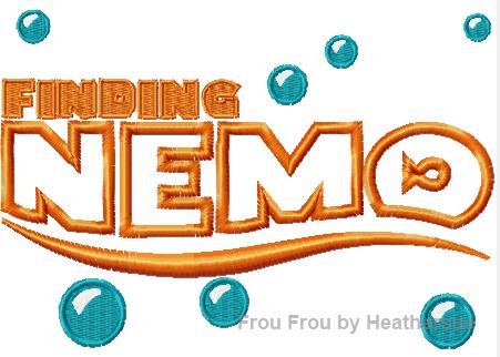 Neemo Wording Fish Machine Applique Embroidery Design, Multiple Sizes, including 4 inch