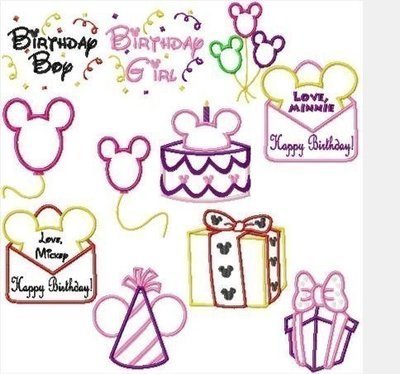 Mister and Miss Mouse Birthday Party 11 Design SET Machine Applique Embroidery Designs, Multiple Sizes, including 4 INCH HOOP