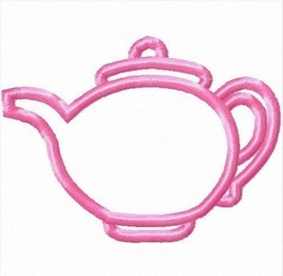 Tea Pot Machine Applique Embroidery Designs, multiple sizes, including 1,2, 4, 7, and 10 inch