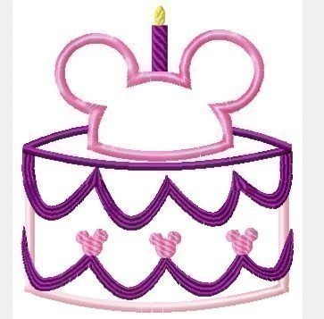 Mister Mouse Birthday Cake, Machine applique embroidery designs, multiple sizes, including 4 INCH