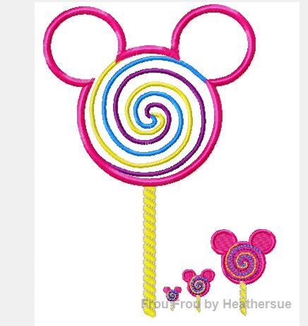 Mister Mouse Lollipop Sucker Machine Applique Embriodery Design, Multiple sizes including half, 1, 2, 3, 4, 7, and 10 inch